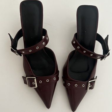Burgundy Slingback - Kitten Heels