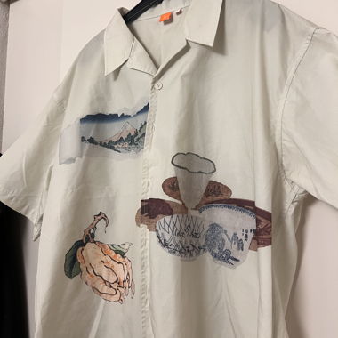Camicia a maniche corte con stampa ukiyo-e
