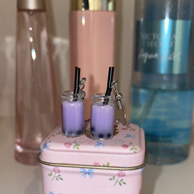 Boba tea earrings