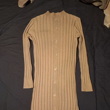 Shein Strickkleid Gr. S beige gerippt Herbstkleid