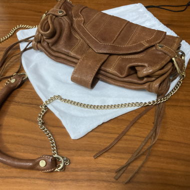 Borsa a tracolla in pelle marrone Velvetine