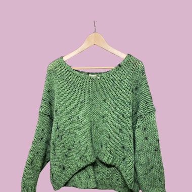 Green knit sweater oversized #knitwear #cozy