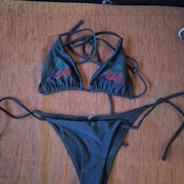 Bikini noir a strass