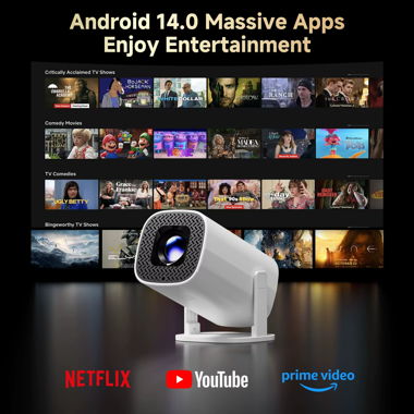 Powerful LED Projector with Android 14, Netflix, Disney