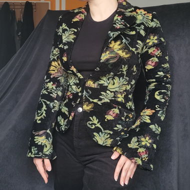 Blazer im Vintage-Stil mit Blumenmuster