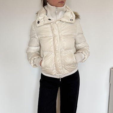 Giacca imbottita bianca vintage con cappuccio