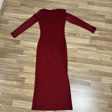 Abito maxi a maniche lunghe bordeaux
