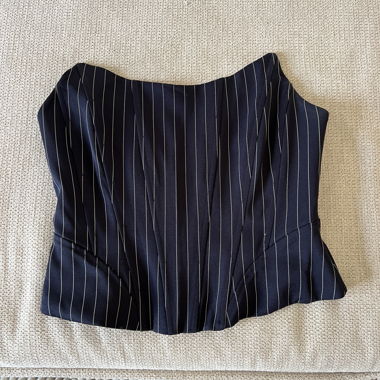 Navy Pinstripe Corset Top