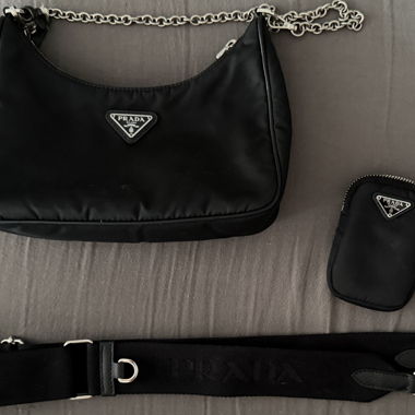 Nylon and Saffiano shoulder bag