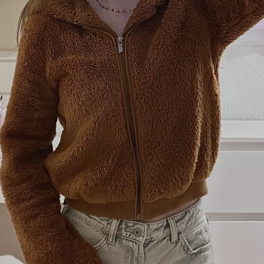Veste en polaire teddy marron