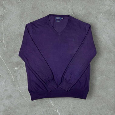 vintage polo ralph lauren v-neck sweatshirt purple