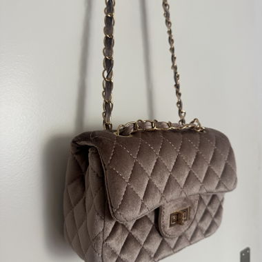 Quilted Velvet Crossbody Bag