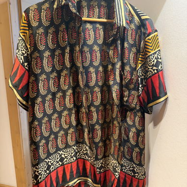 Black patterned satin shirt