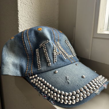 Denim cap with rhinestones "Italia"