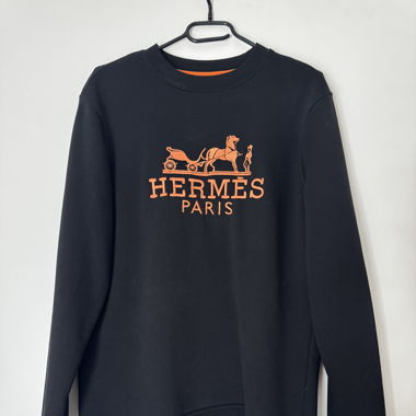 Hermès Paris Sweatshirt – Schwarz/Orange – Größe S