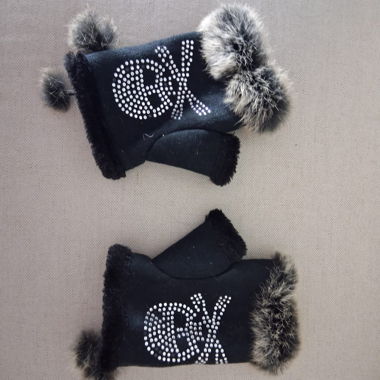 y2k Handschuhe mit Totenschädel Strass