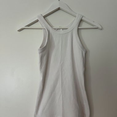 White Ribbed Tank Top