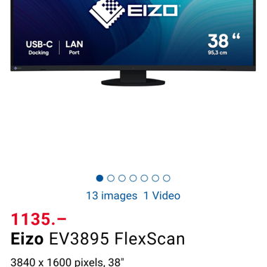 EIZO 38" Curved Ultrawide Monitor – Top Condition