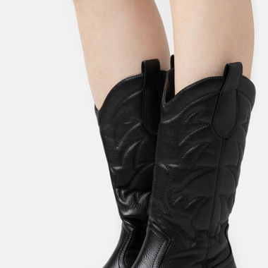 Cowboystiefel Schwarz Kunstleder Gr. 40