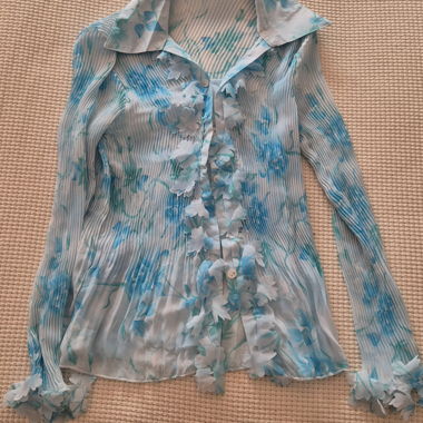 Blusa Vintage a Fiori Blu