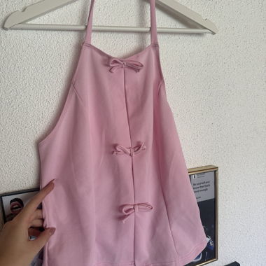 Pink backless top
