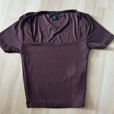 Burgundy T-Shirt with Square Neck