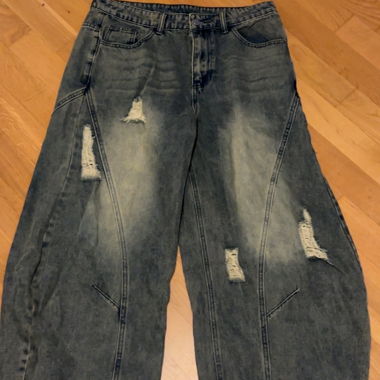 Baggy Jeans with Destroyed Details