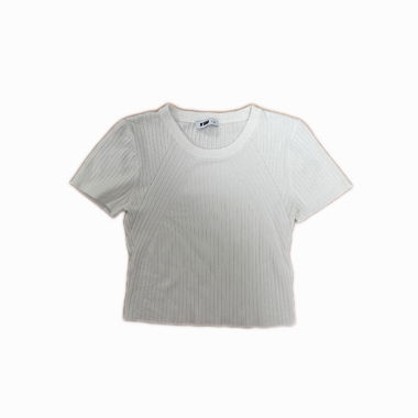 T-shirt bianco a coste