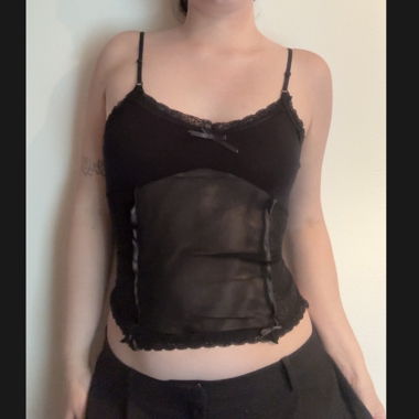 Top in mesh nero vintage