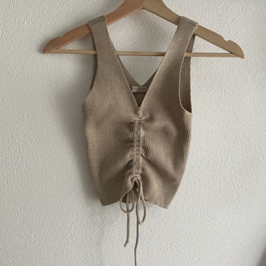 Active USA Beige Ruched Tank Top - Size Smal