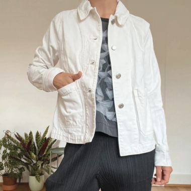 Veste de travail française en denim blanc