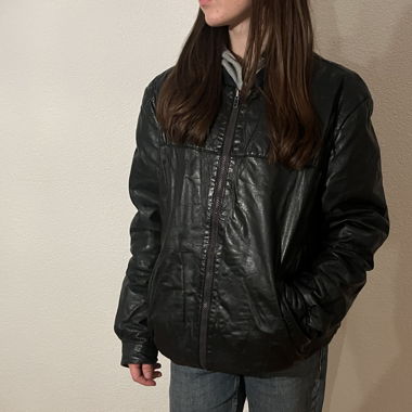 black leather jacket