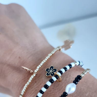 Armband black n white mit Glasperlen 3er Bundle