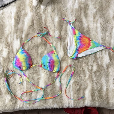 Rainbow tie-dye bikini