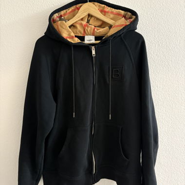 Hoodie nero con zip Burberry