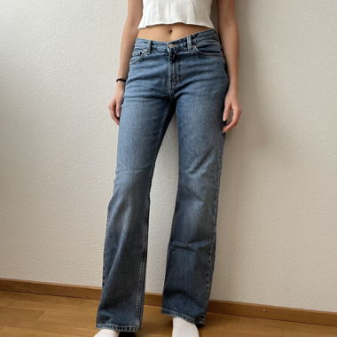 weekday dark blue low rise jeans