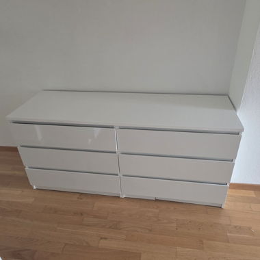 Commode avec 6 tiroirs, blanc.
