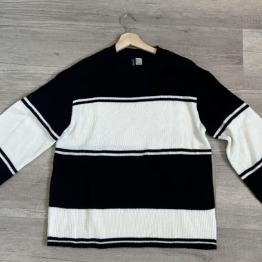 Maglione a righe nero e bianco H&M