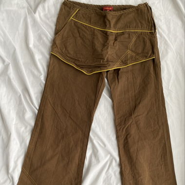 vintage brown pants with pockets with “apron”