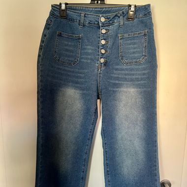 Jeans coupe ample taille haute à boutons