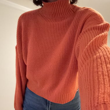 Orange Knit Turtle Neck