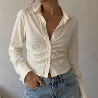 Zara white blouse with gathers