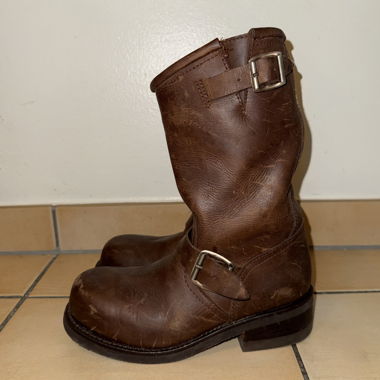 Brown leather boots