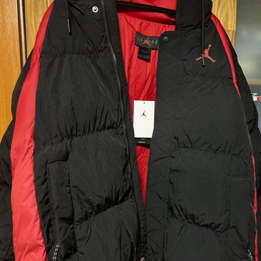 Black and Red Jordan Puffer Jacket