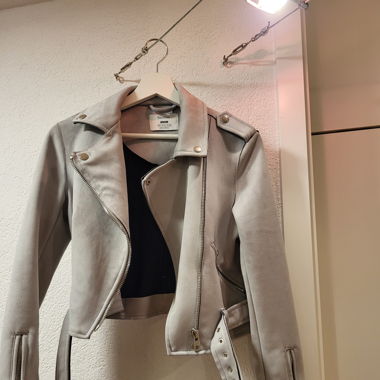 Kunstlederjacke (Wildlederimitat) grau
