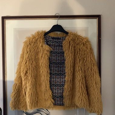 Yellow faux fur jacket summer / spring