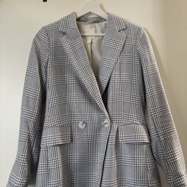 Checked Blazer in Grey and White