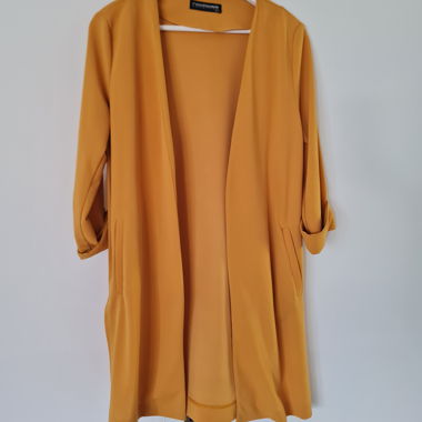 Blazer lungo aperto giallo senape