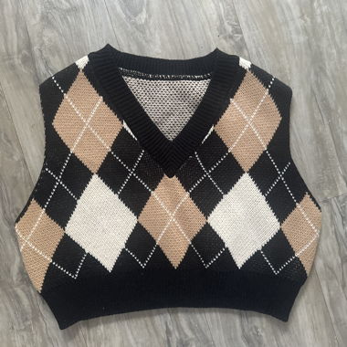 Gilet en maille à losanges
