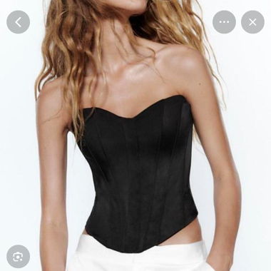 Schwarzes Zara Satin Korsett Top S